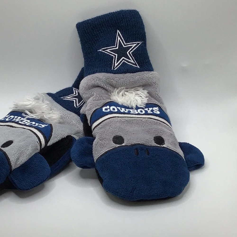 Dallas cowboys blue gray kids warm fuzzy winter mittens size large